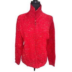 Sonoma Genuine Jean Co. Red Speckled Confetti Full-Zip Sweater Jacket Cardigan